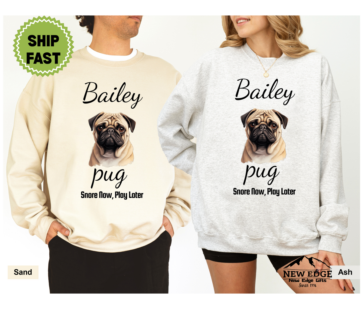 Personalized Pug Dog Unisex Sweatshirt – “Snore Now, Play Later” | Funny Dog Mom Gift | Custom Dog Breed Sweater