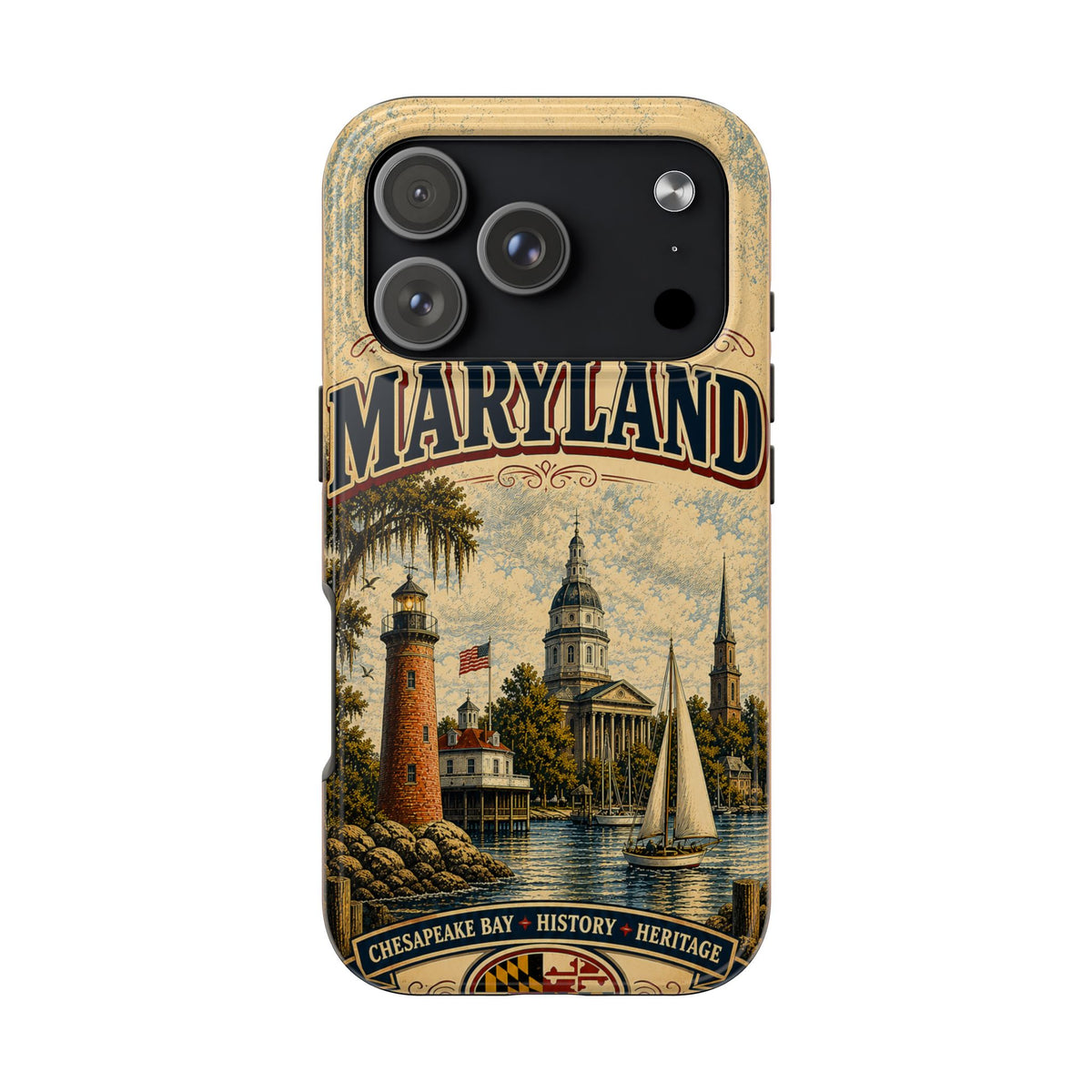 Maryland Vintage Lighthouse Tough Phone Case — Chesapeake Bay State Protective Cover