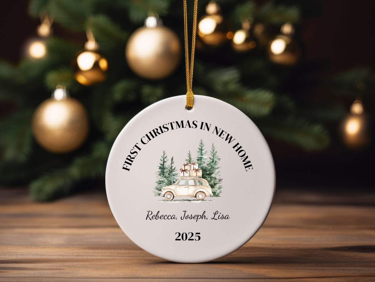 First Christmas in Our New Home Personalized Ornament  Custom Name Holiday Keepsake 2025