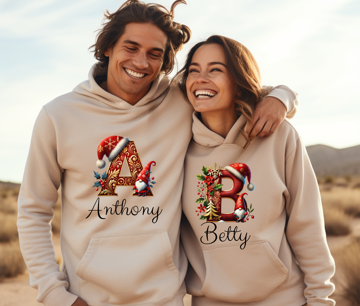 Personalized Family Christmas Alphabet Name Sweatshirt or Hoodie – Custom Holiday Apparel Gift for Adults & Kids