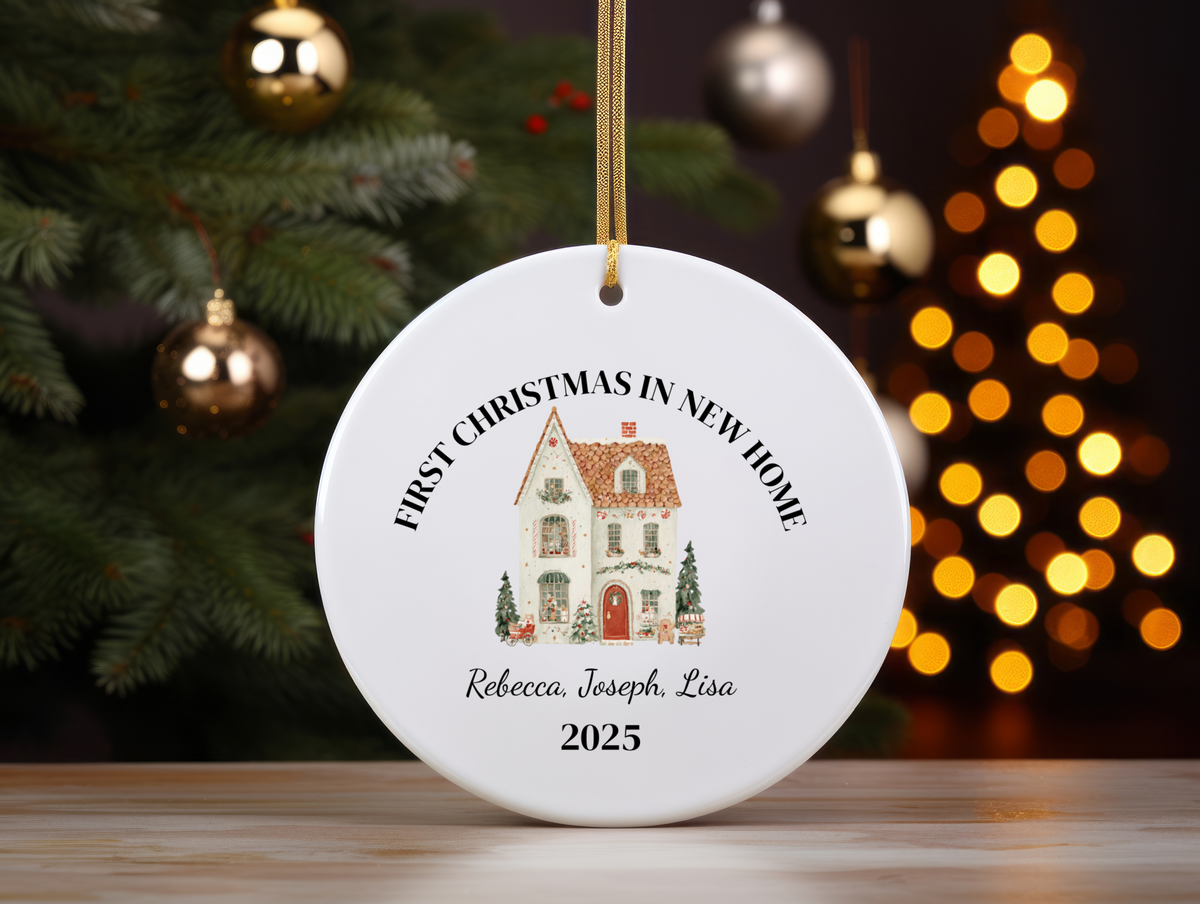 First Christmas in Our New Home Personalized Ornament  Custom Name Holiday Keepsake 2025