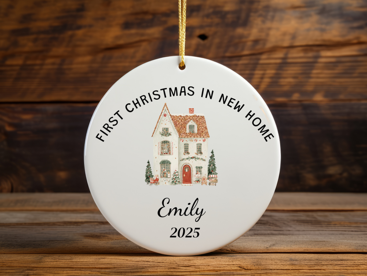 First Christmas in Our New Home Personalized Ornament — Custom Name Holiday Keepsake Gift