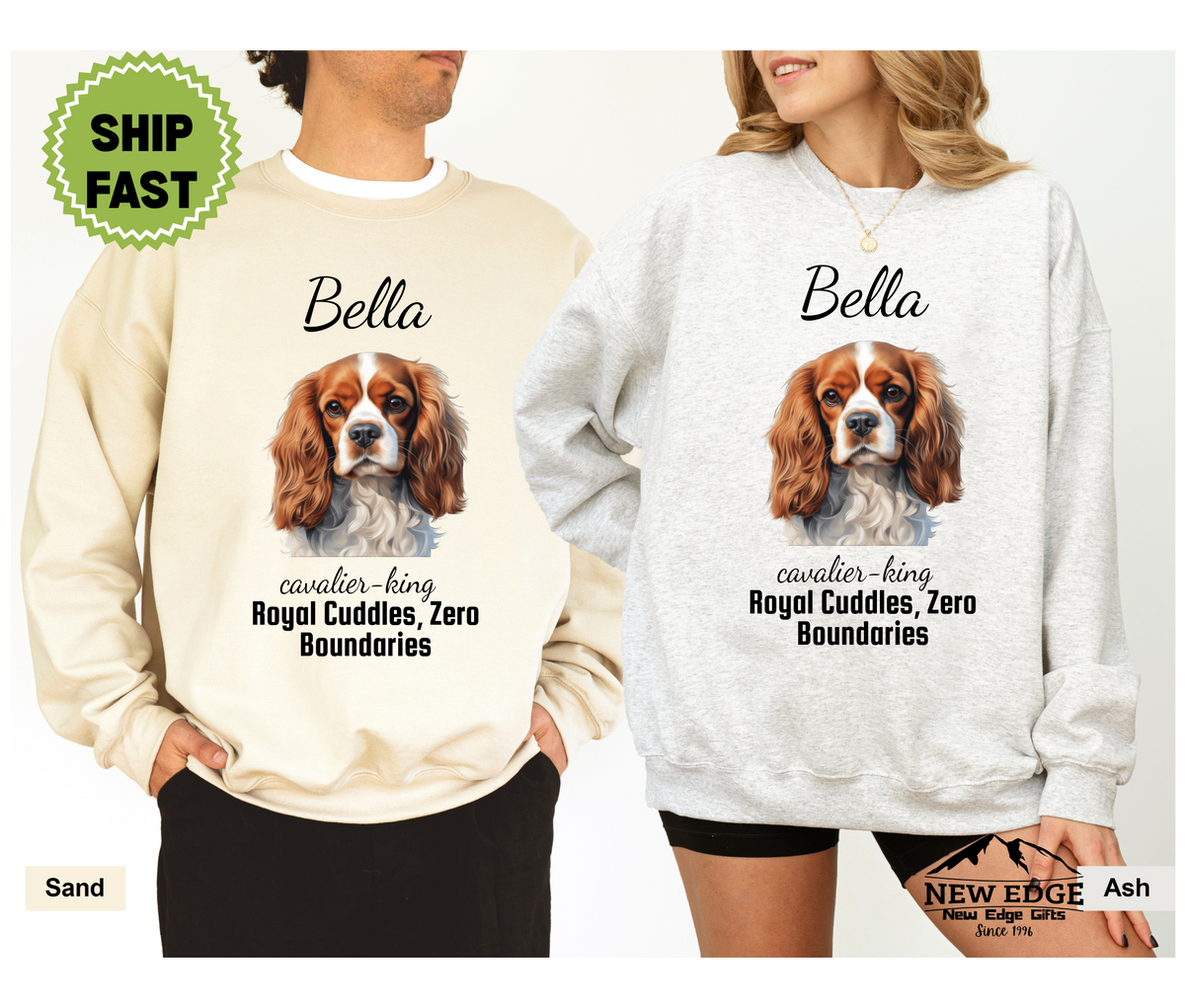 Cavalier King Charles Spaniel Personalized Unisex Sweatshirt – “Royal Cuddles, Zero Boundaries” | Christmas Dog Lover Gift | Custom Pet Gift | Cozy Holiday Sweater