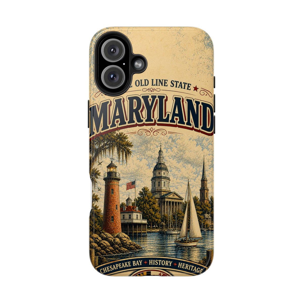 Maryland Vintage Lighthouse Tough Phone Case — Chesapeake Bay State Protective Cover