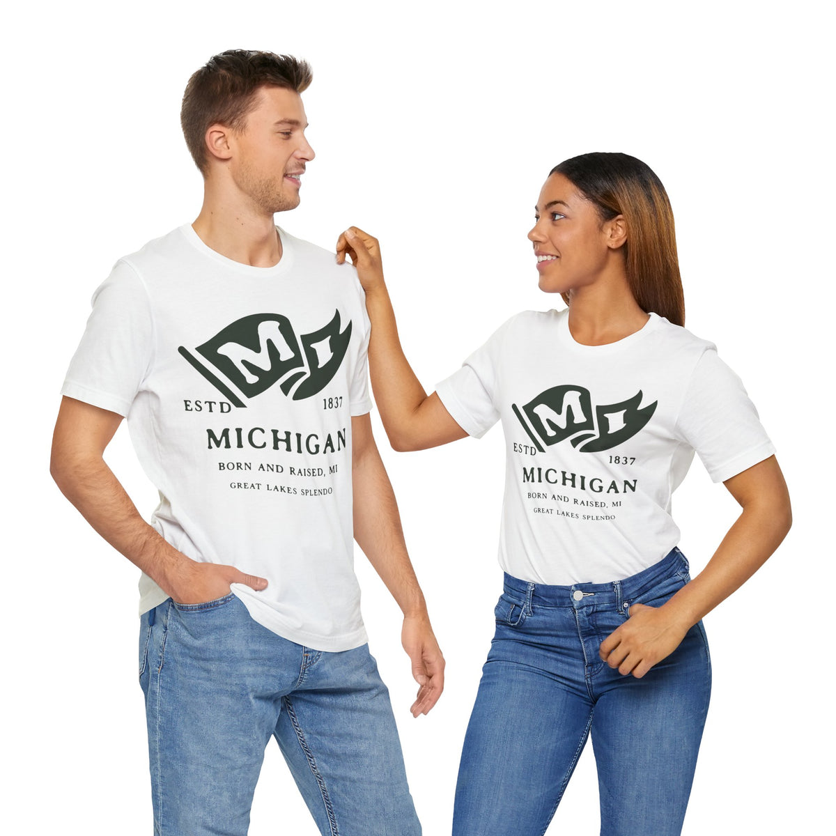 Michigan Born & Raised T-Shirt – Great Lakes State Pride, Front & Back Design