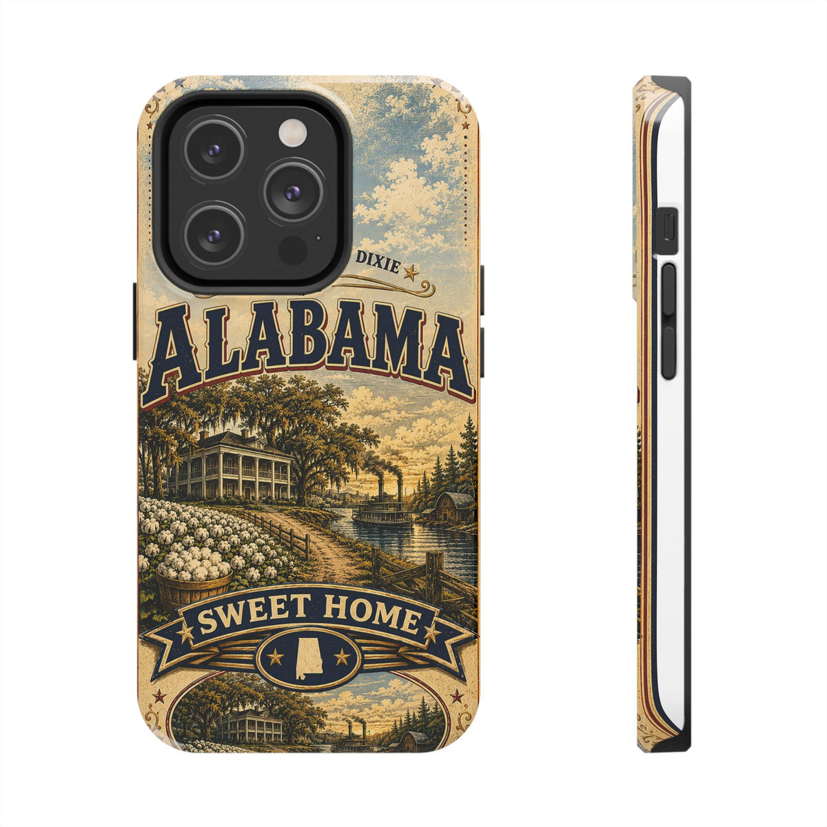 Alabama Faux Patchwork Phone Case Sweet Home Alabama Retro Travel Poster Southern State Pride Cover