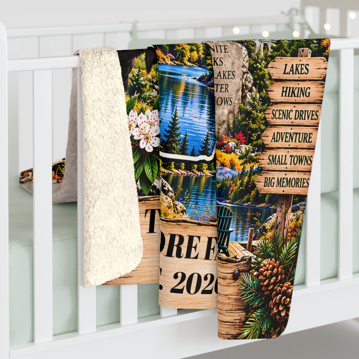 New Hampshire Personalized Sherpa Blanket, Granite State Mountains Moose Custom Family Name Gift