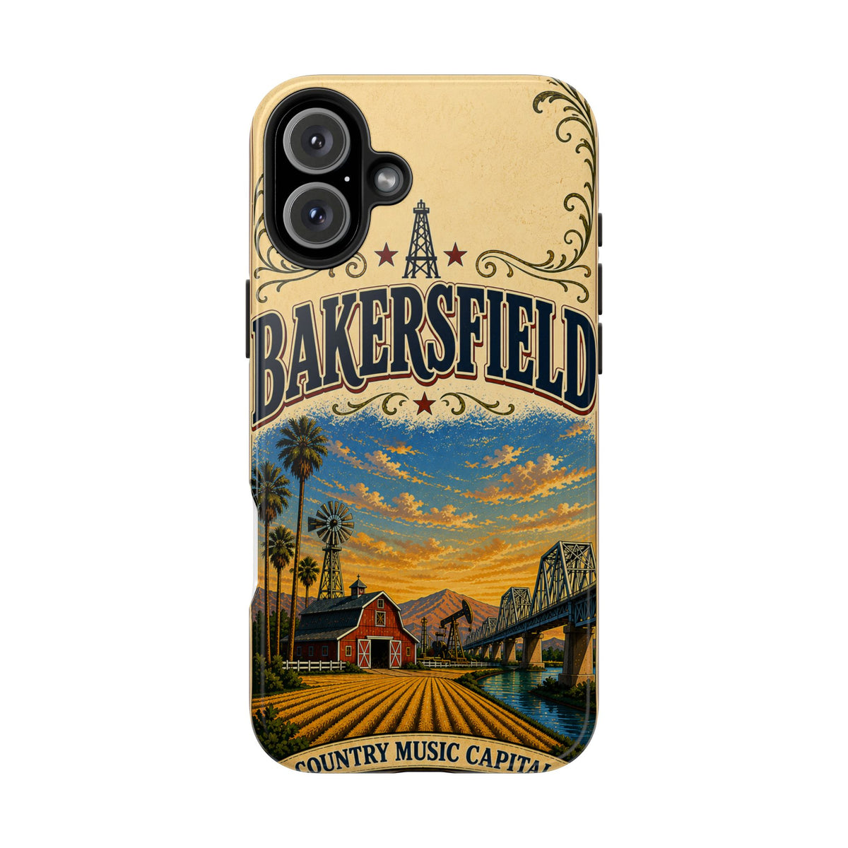 Bakersfield California Vintage Travel Phone Case Country Music Capital Retro Oil Fields Farmland Cover