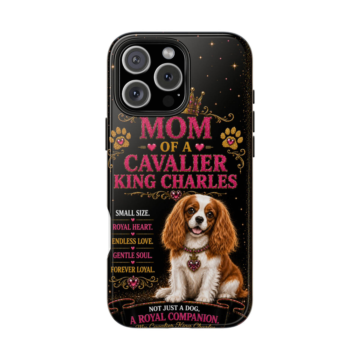Mom of a Cavalier King Charles Glitter Phone Case A Royal Companion Vintage Dog Lover Gift Cover