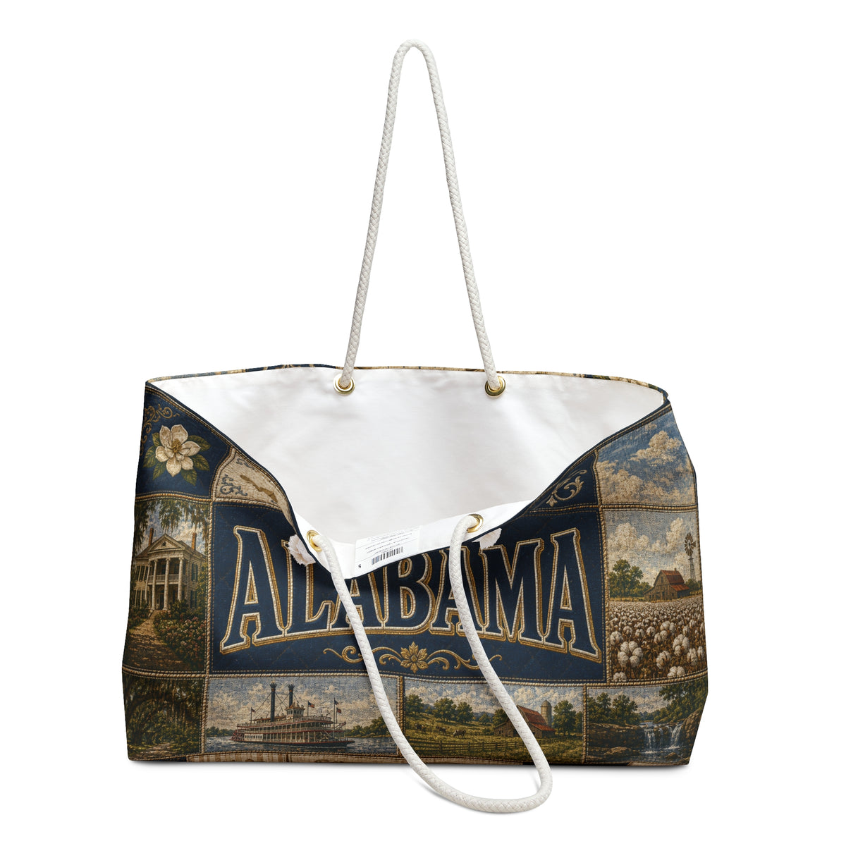 Alabama Weekender Bag Heart of Dixie Faux Patchwork Travel Tote Sweet Home Southern State Vintage Souvenir Gift