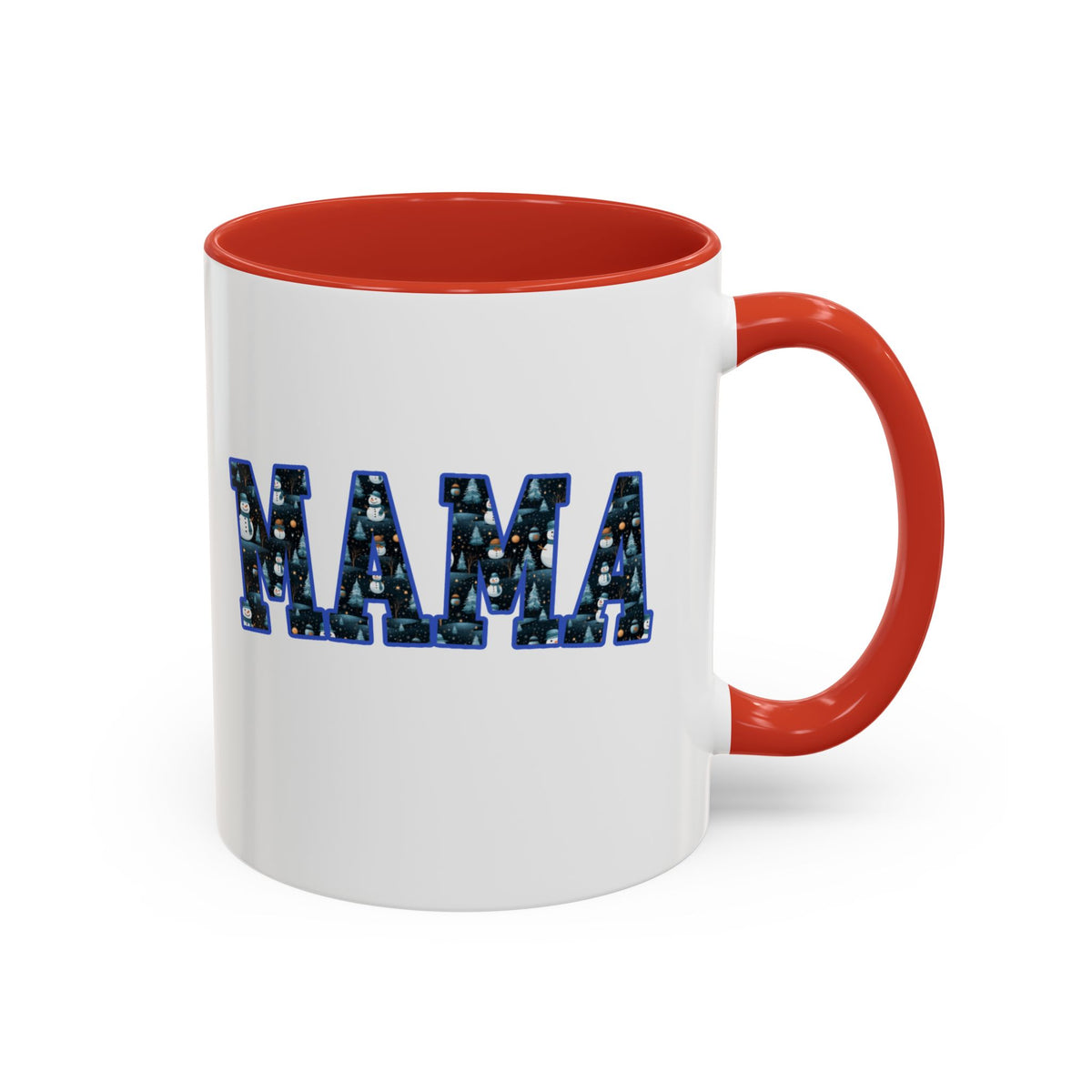 Christmas Snowman MAMA Letters Coffee Mug – 11oz & 15oz Accent Mug – Cute Holiday Gift for Moms