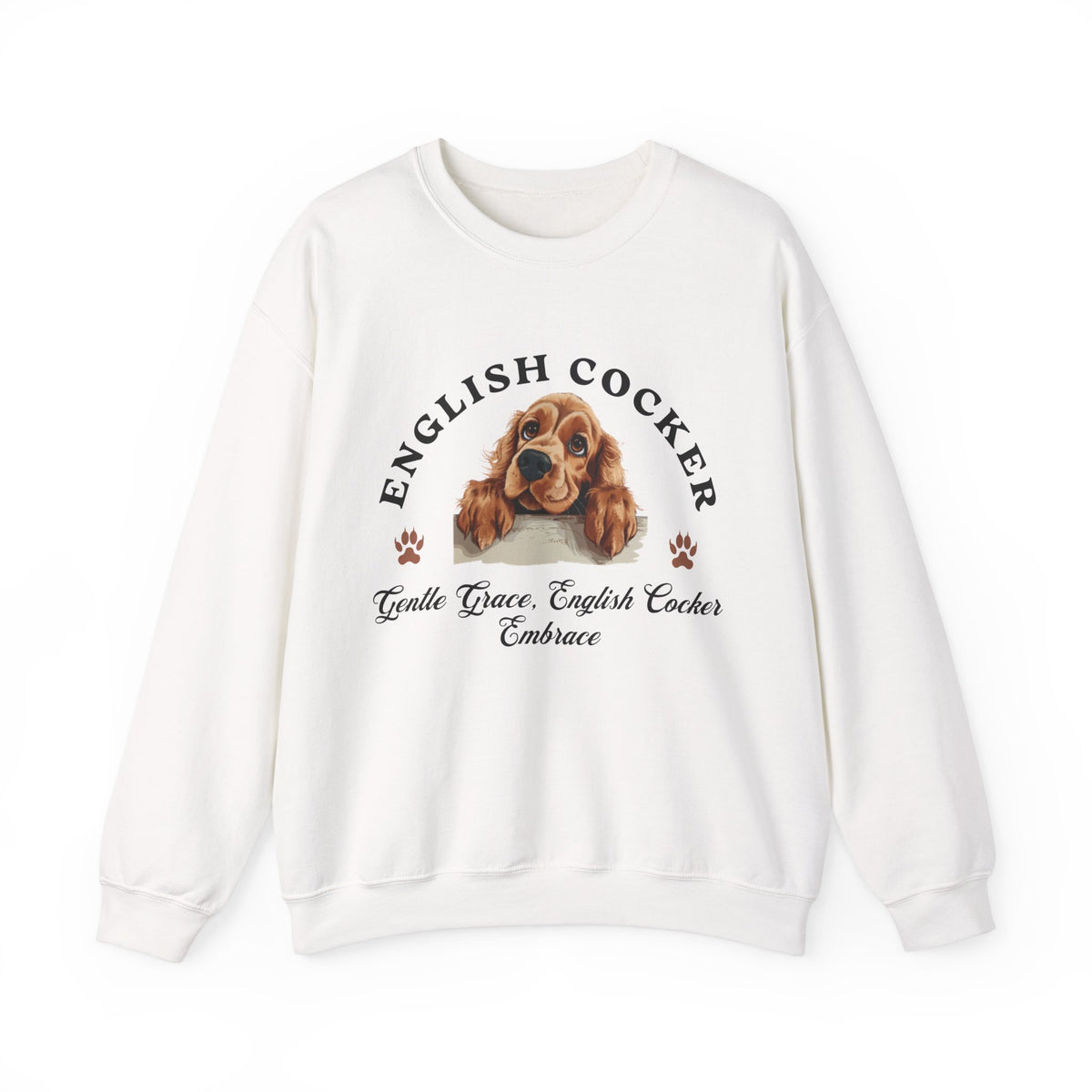 English Cocker Spaniel Sweatshirt – Gentle Grace & Cocker Embrace – Unisex Dog Lover Pullover