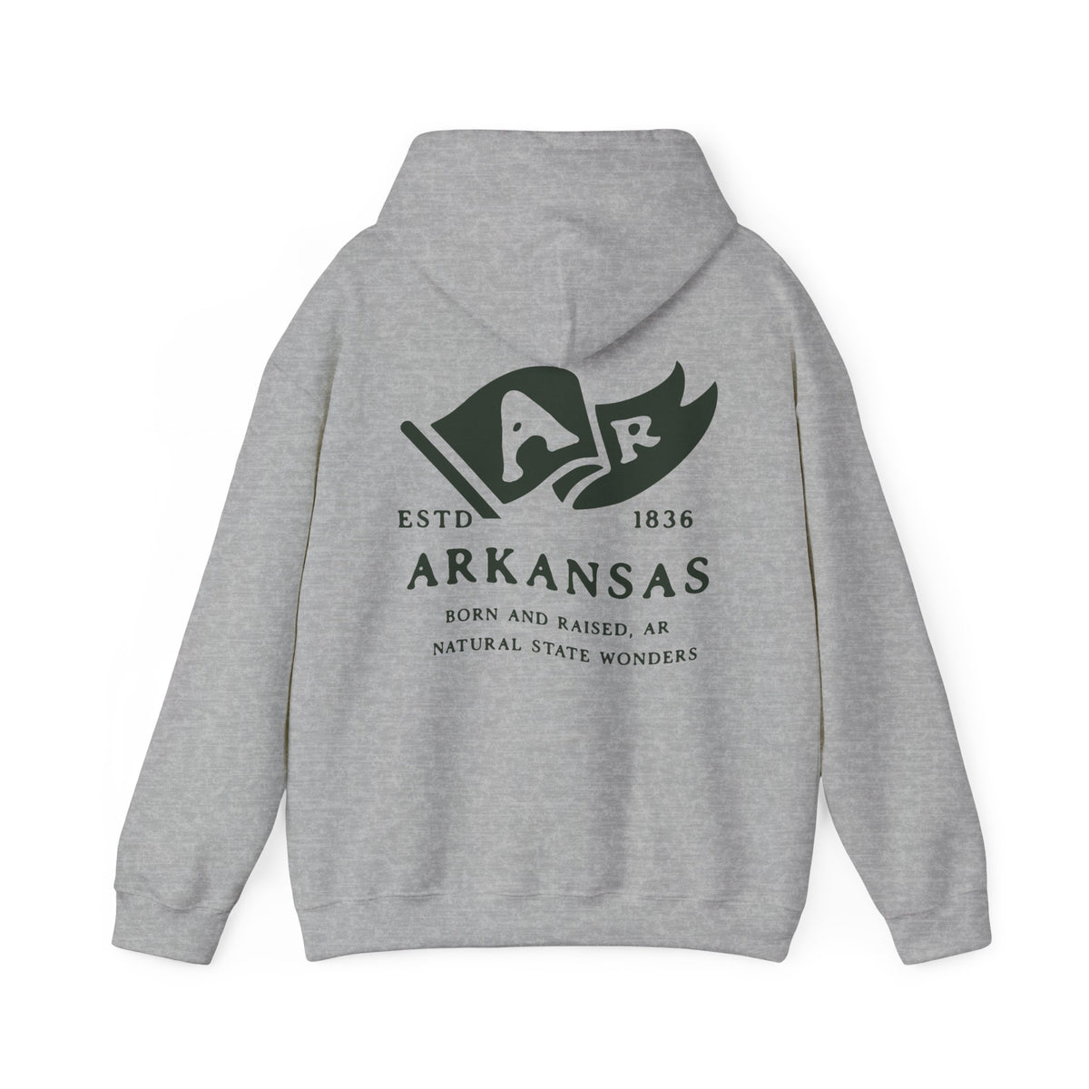 Arkansas State Born and Raised Unisex Hoodie - Natural State Pride Design