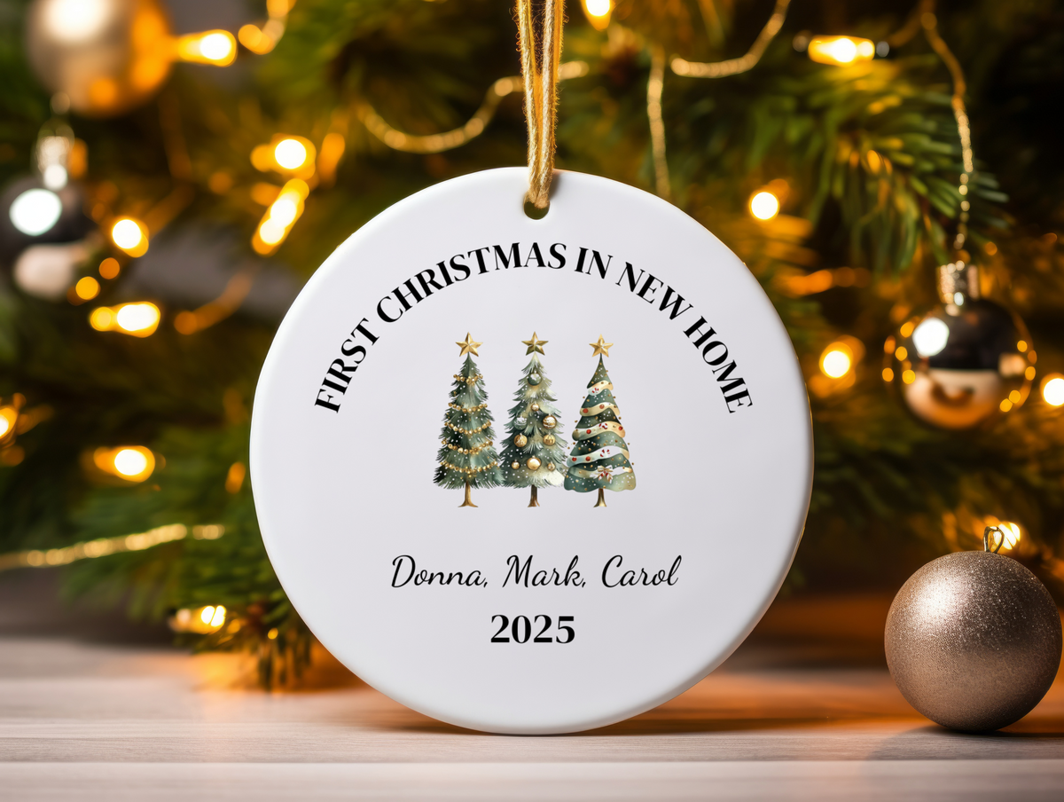 First Christmas in Our New Home Personalized Ornament  Custom Name Holiday Keepsake 2025