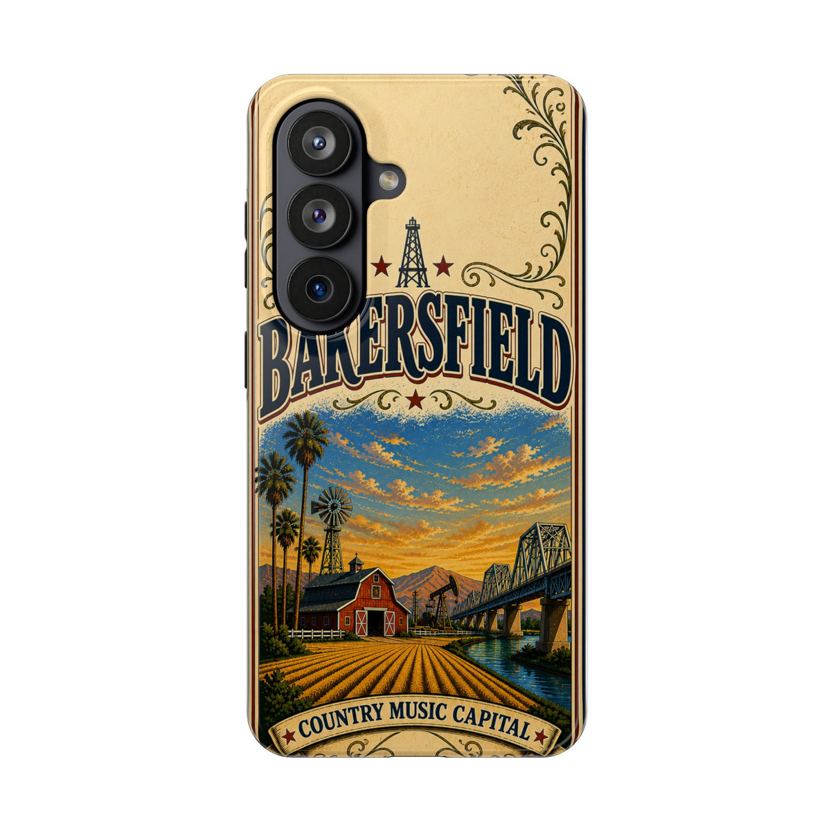Bakersfield California Vintage Travel Phone Case Country Music Capital Retro Oil Fields Farmland Cover