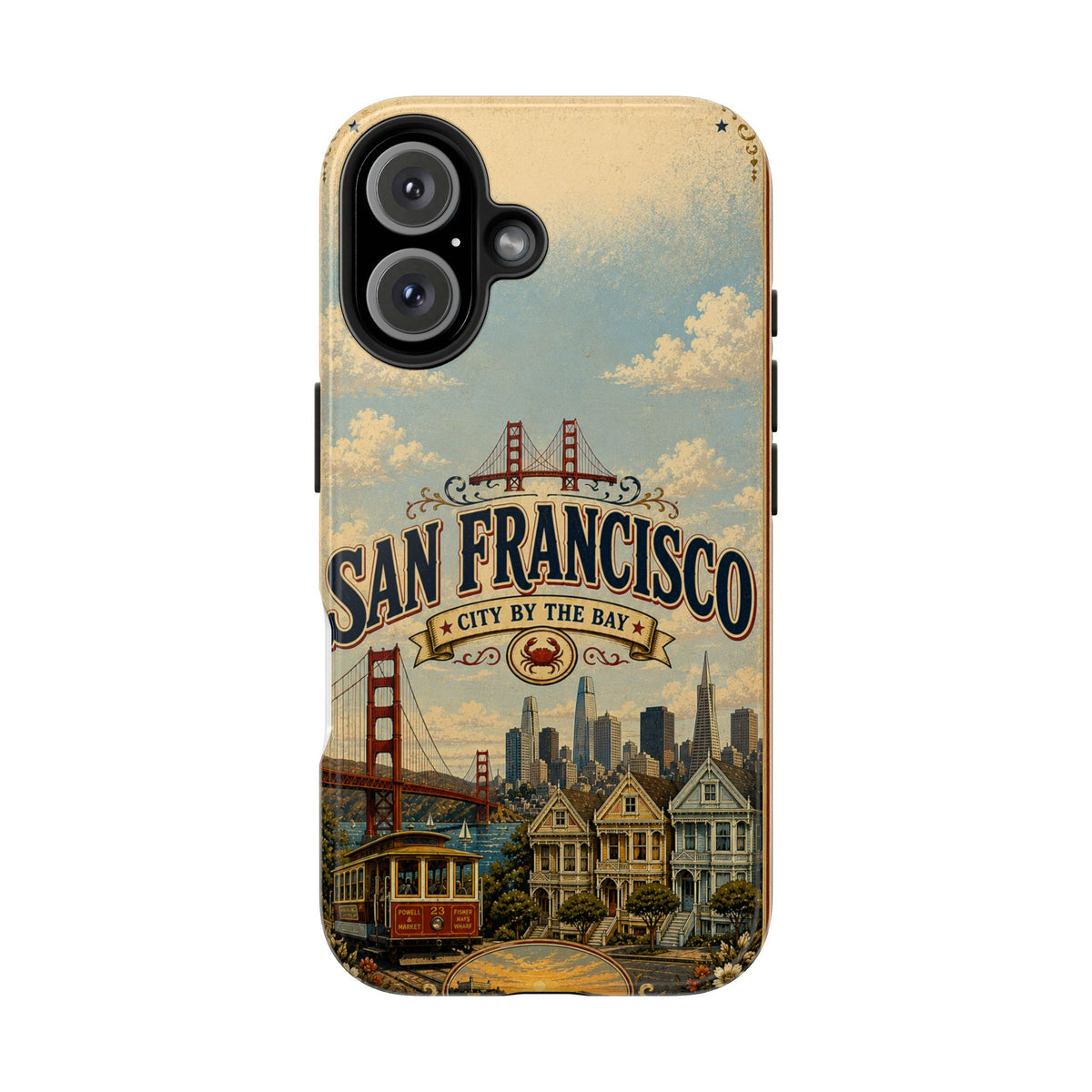 San Francisco Faux Patchwork Phone Case Vintage California Travel Landmark Skyline Cover