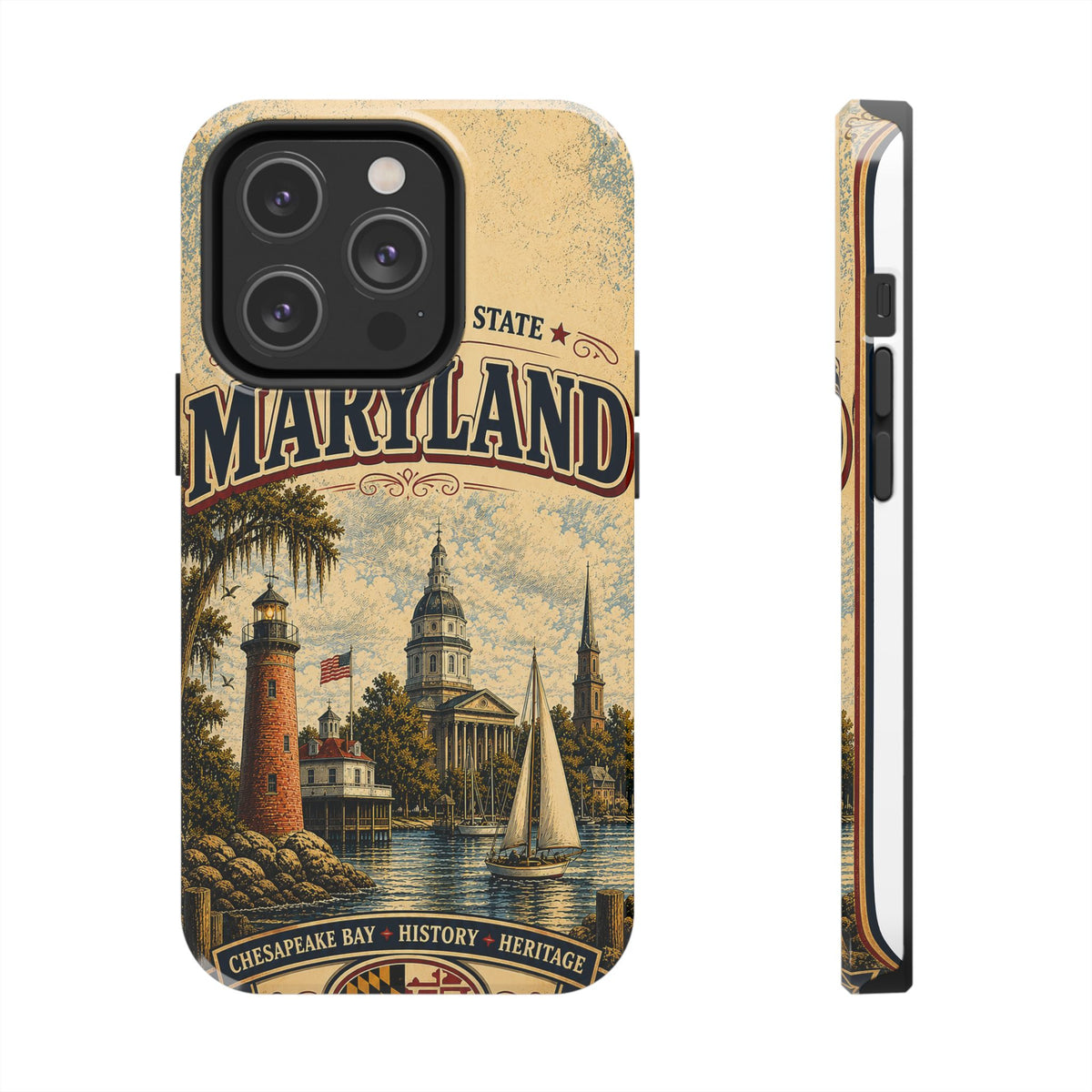 Maryland Vintage Lighthouse Tough Phone Case — Chesapeake Bay State Protective Cover