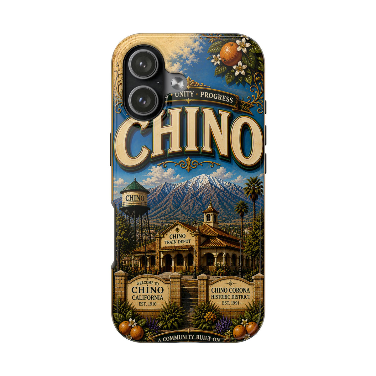 Chino Vintage Travel Phone Case — Retro California Cityscape Tough Case