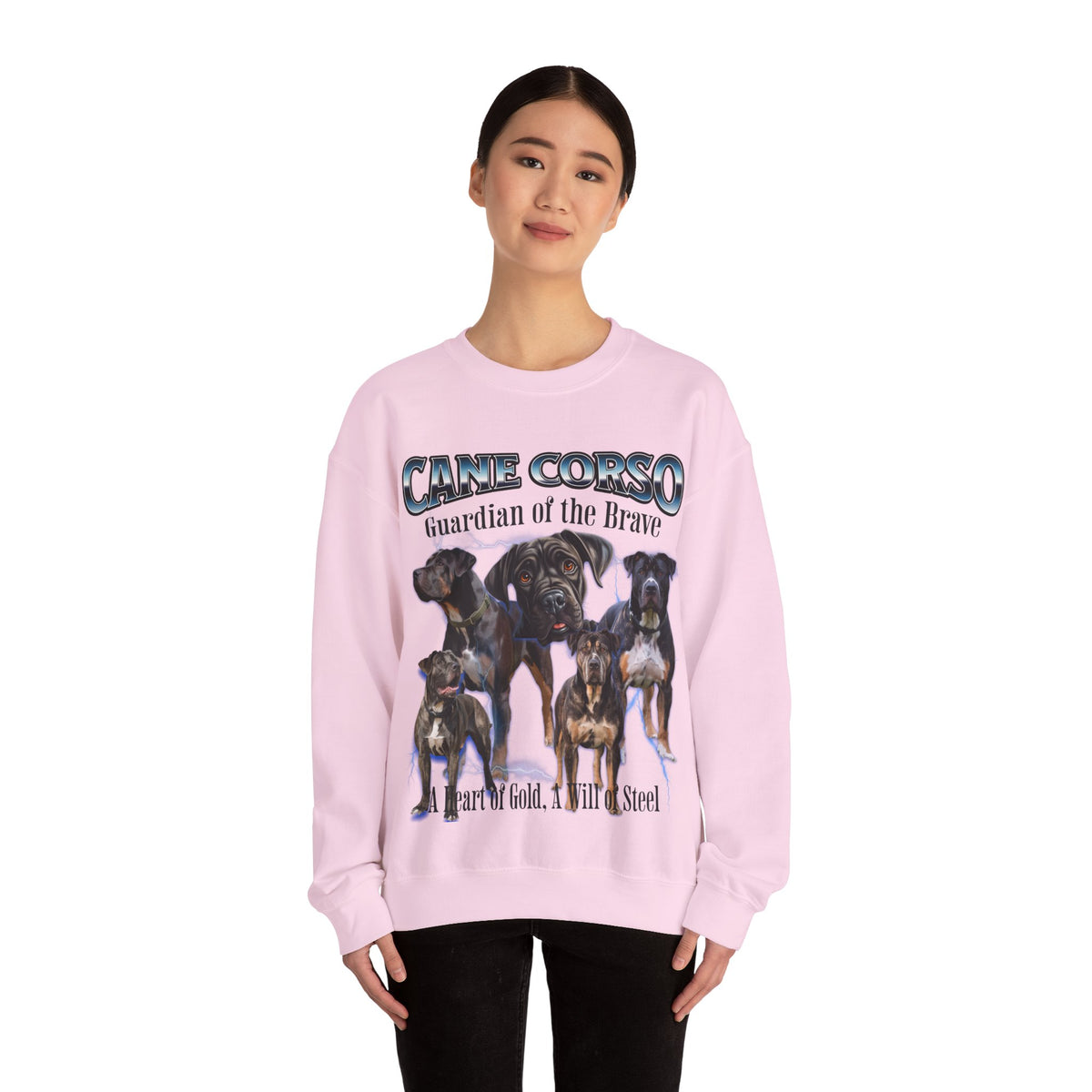 Cane Corso Bootleg Collage Sweatshirt – Guardian of the Brave | Unisex Dog Lover Pullover