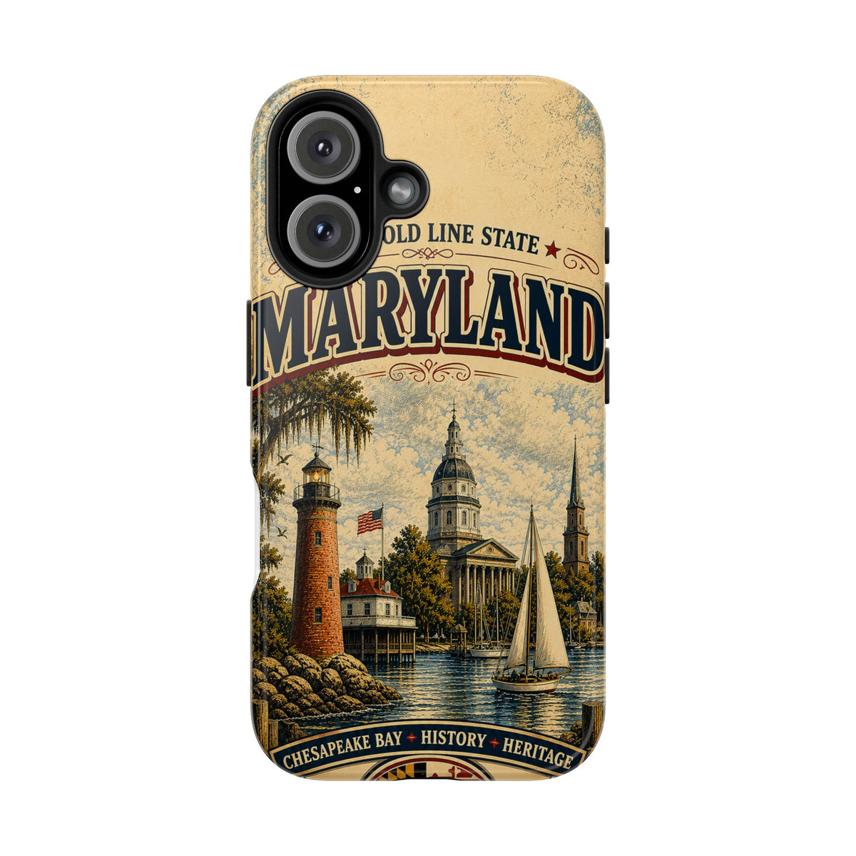Maryland Vintage Lighthouse Tough Phone Case — Chesapeake Bay State Protective Cover