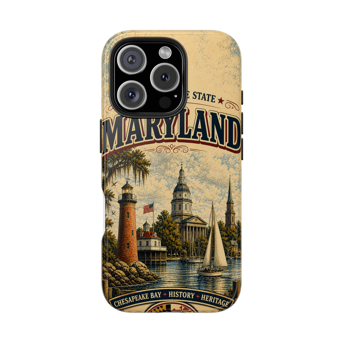 Maryland Vintage Lighthouse Tough Phone Case — Chesapeake Bay State Protective Cover