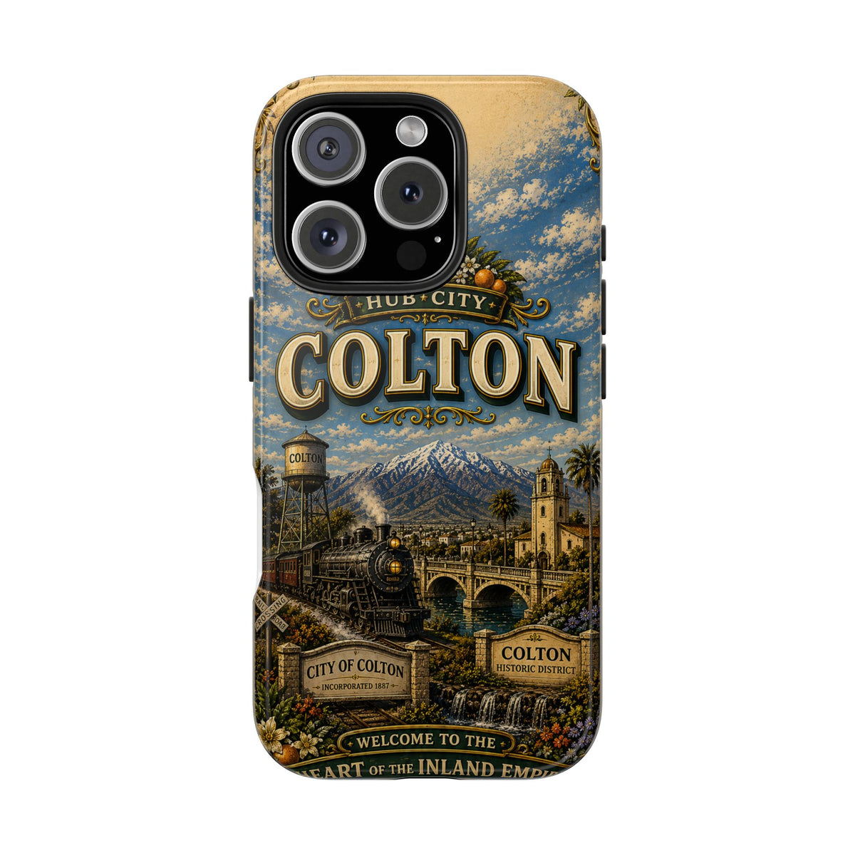 Colton California Vintage Travel Phone Case Hub City Railroad Retro Train Landmark Cover