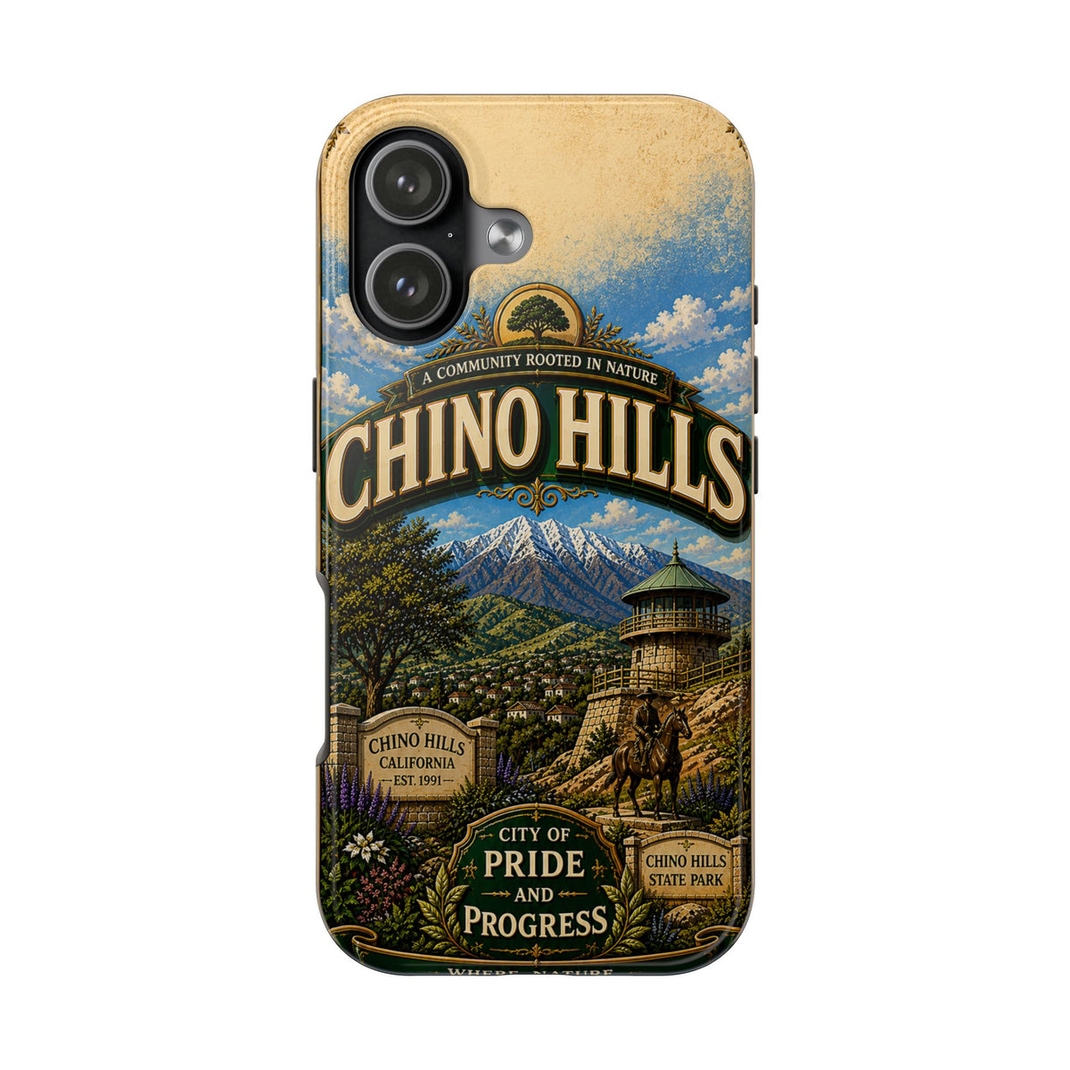 Chino Hills Vintage Travel Phone Case Mountain Vista Historic Landmark California City Pride Cover