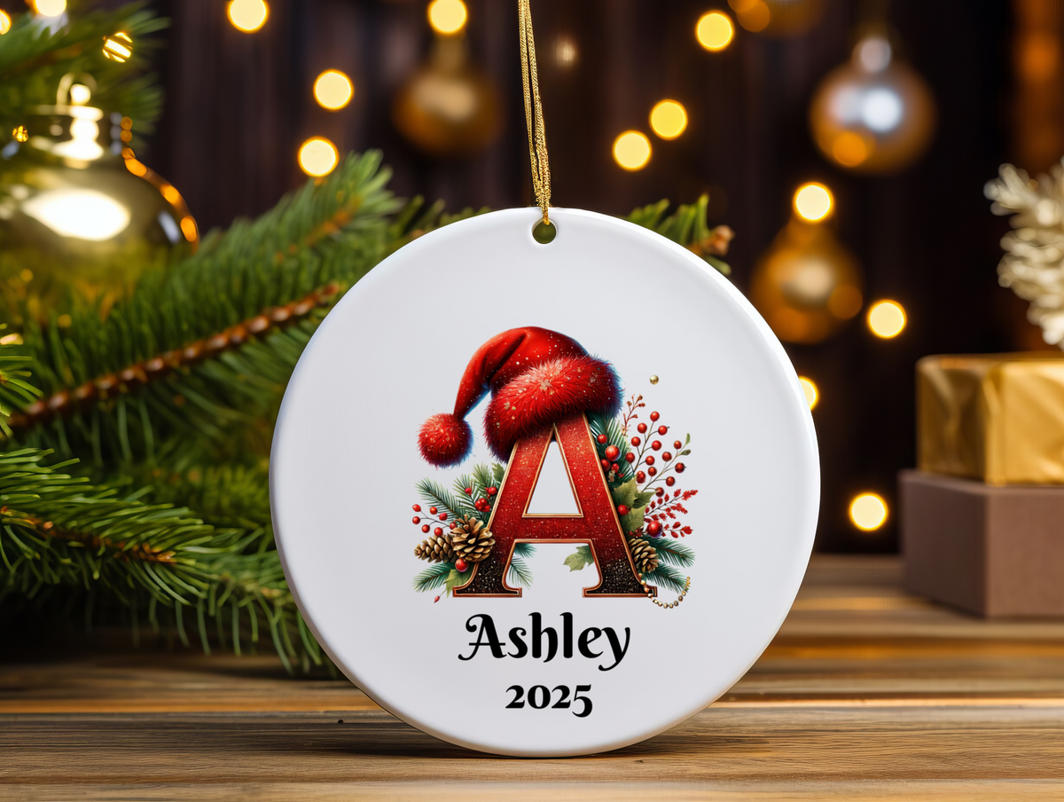 Personalized Letter Name Ornament – 2025 Christmas Family Keepsake, Custom Initial Holiday Tree Decoration