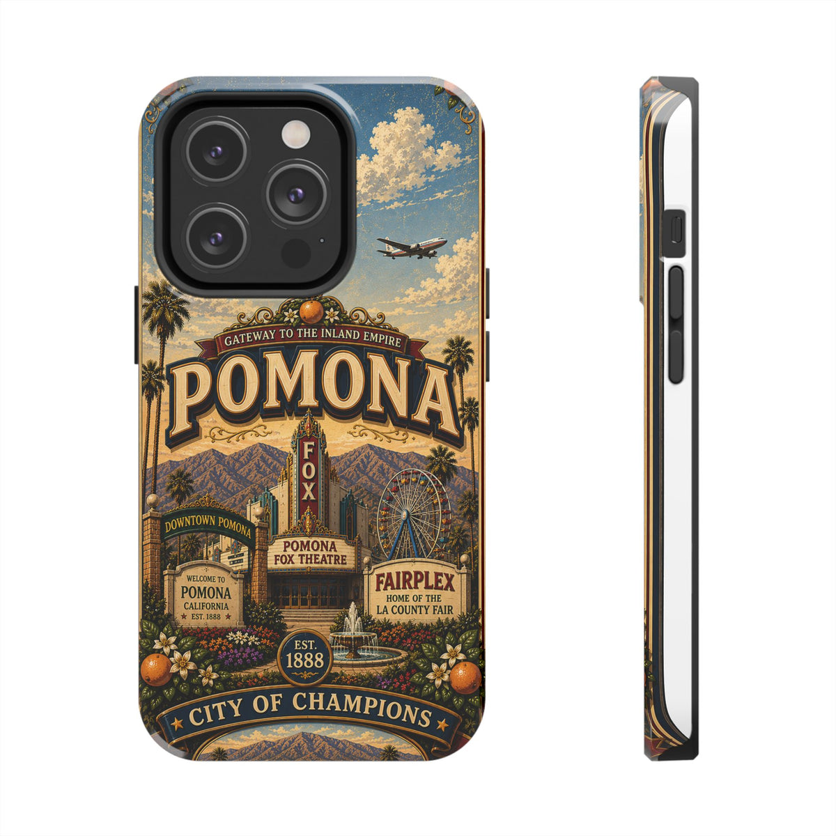 Pomona Gateway to the Inland Empire Faux Patchwork Phone Case – Vintage California Travel Art Cover