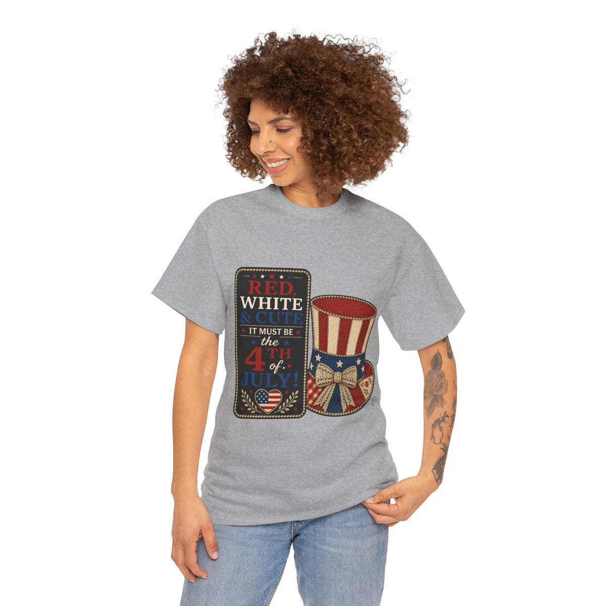 Patriotic 4th of July Tee – "Red, White & I Must Be the 4th" Uncle Sam Hat Design