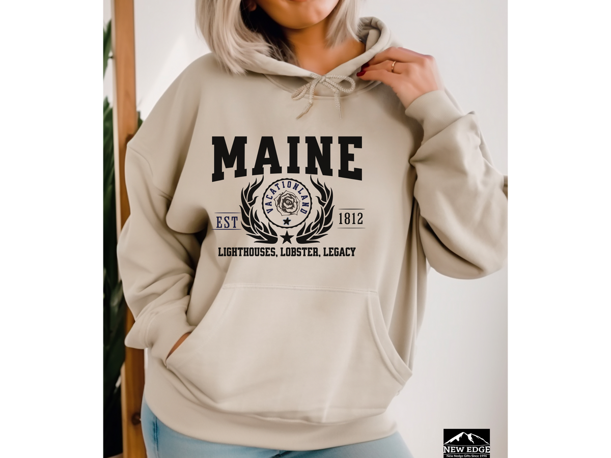 Maine State Legacy Hoodie – "Lighthouses, Lobster, Legacy" | Unisex Pullover | Coastal New England Sweatshirt