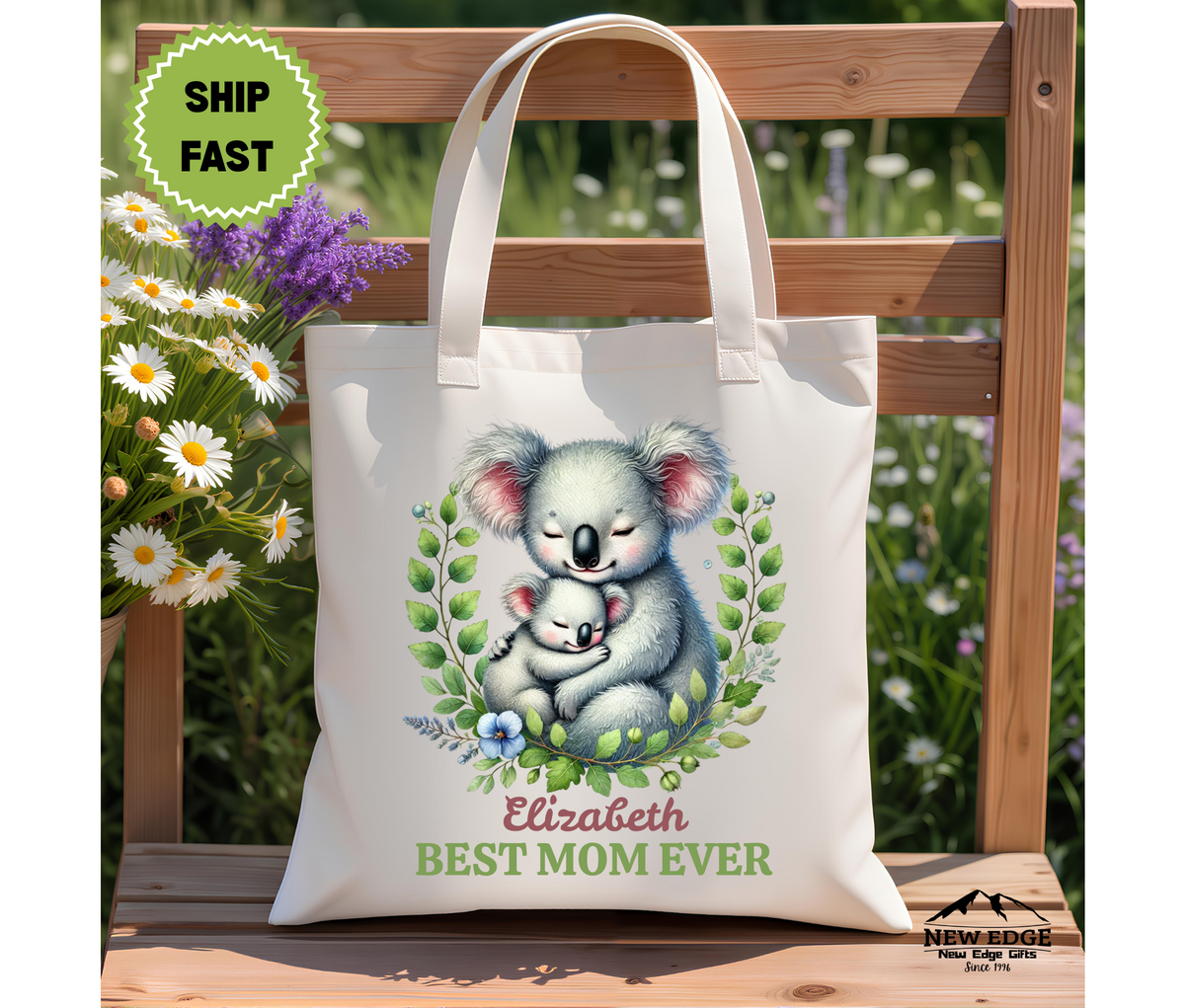 Personalized “Best Mom Ever” Cotton Canvas Tote Bag – Custom Mom Name Gift, Unique Mother’s Day Shopping Bag