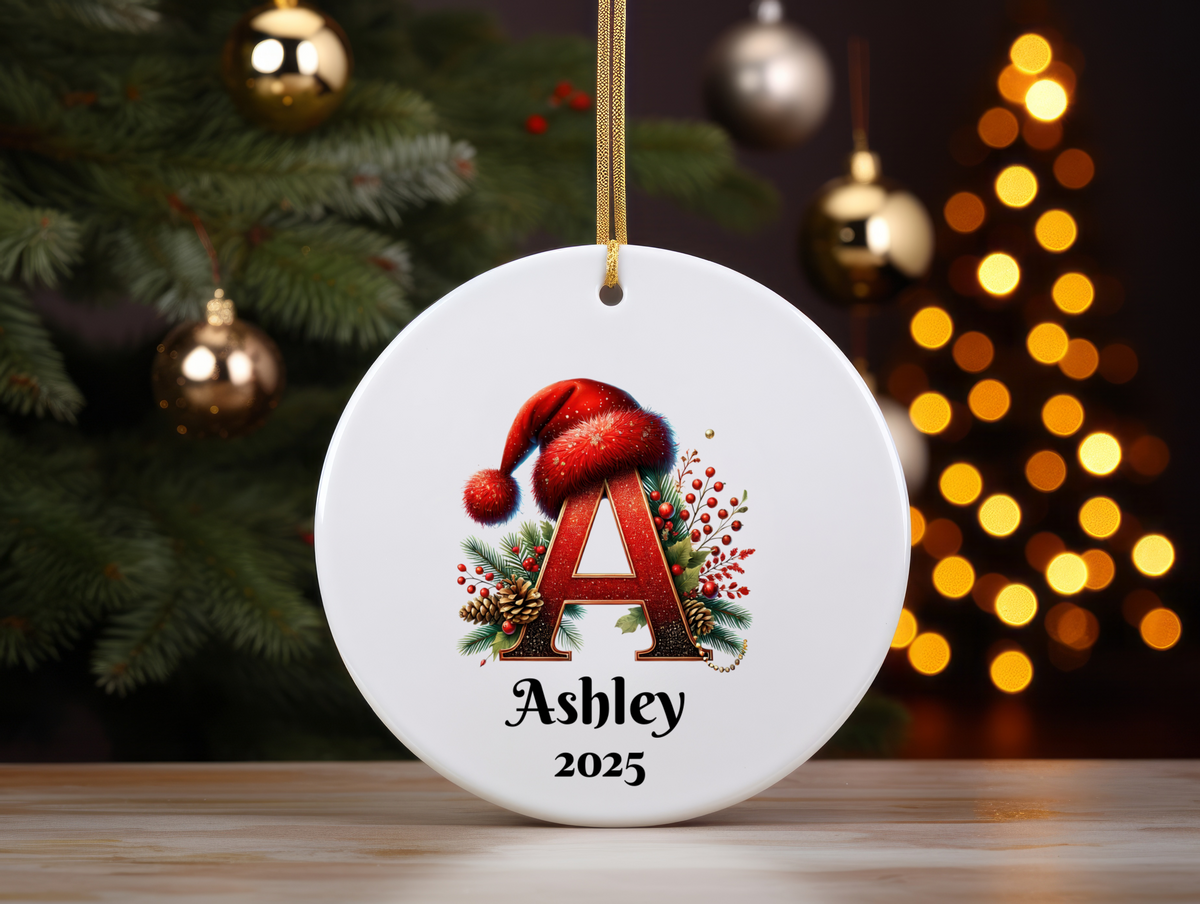 Personalized Letter Name Ornament – 2025 Christmas Family Keepsake, Custom Initial Holiday Tree Decoration
