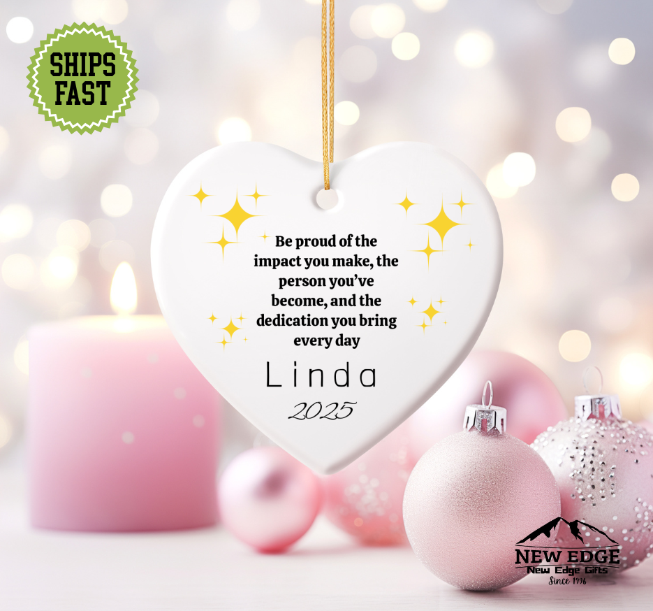 Personalized Coworker Gift Heart Ornament | “Best Team Ever” Appreciation Keepsake | Work Bestie & Friend Gift