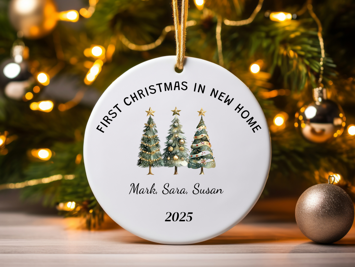 First Christmas in Our New Home Personalized Ornament — Custom Name Holiday Keepsake Gift