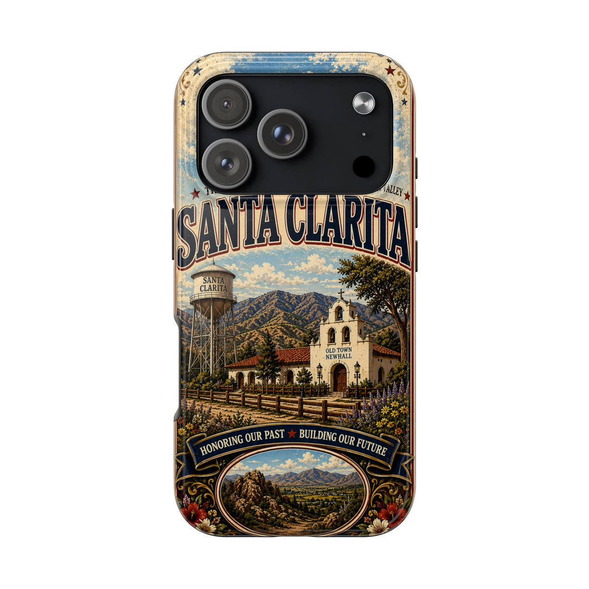 Santa Clarita Faux Patchwork Phone Case Vintage California Valley Travel Landmark Cover