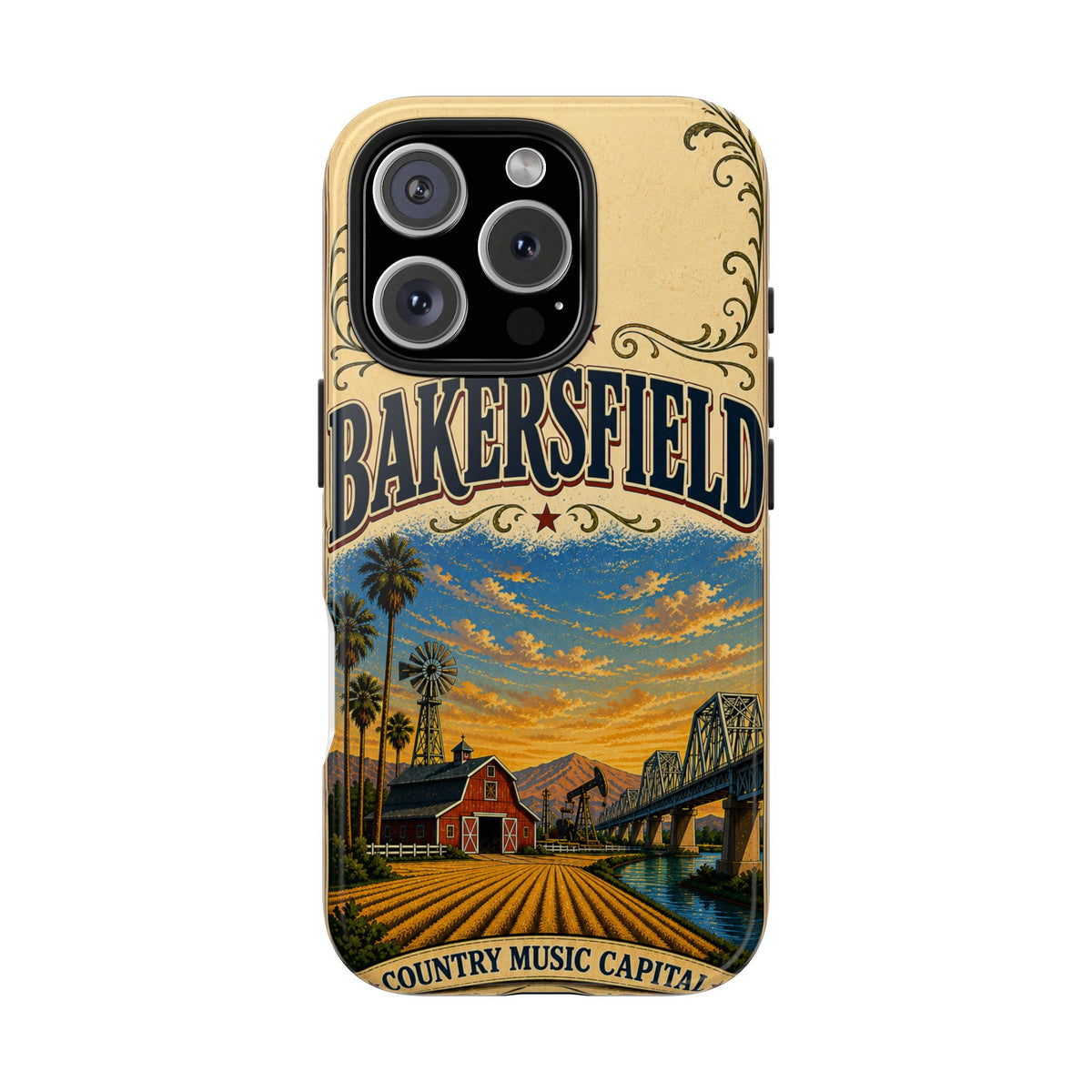 Bakersfield California Vintage Travel Phone Case Country Music Capital Retro Oil Fields Farmland Cover