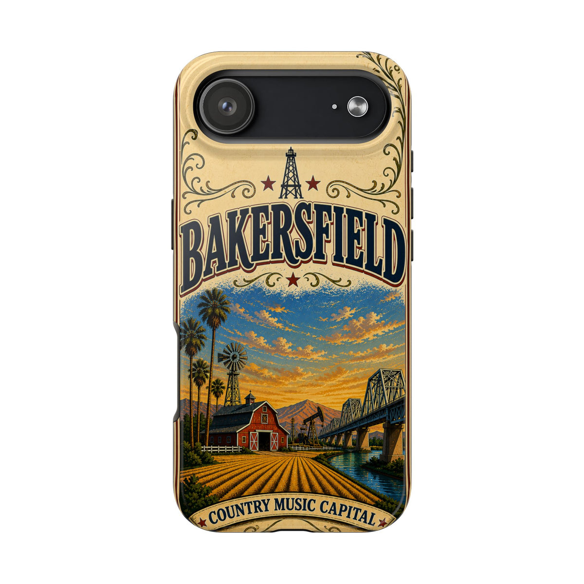 Bakersfield California Vintage Travel Phone Case Country Music Capital Retro Oil Fields Farmland Cover