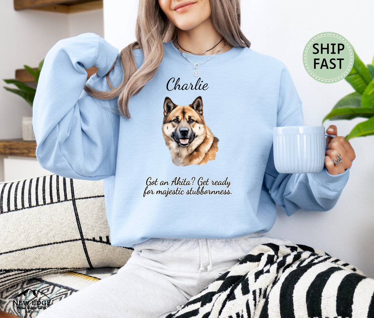 Custom Akita Dog Sweatshirt | “Home Feels Complete with a Akita” | Christmas Gift for Dog Dad | Pet Lover Apparel | Cozy Dog Lover Gift for Him