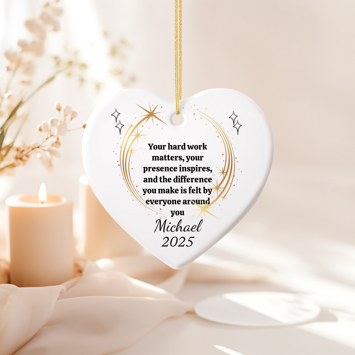 Personalized Coworker Gift Heart Ornament | “Best Team Ever” Appreciation Keepsake | Work Bestie & Friend Gift