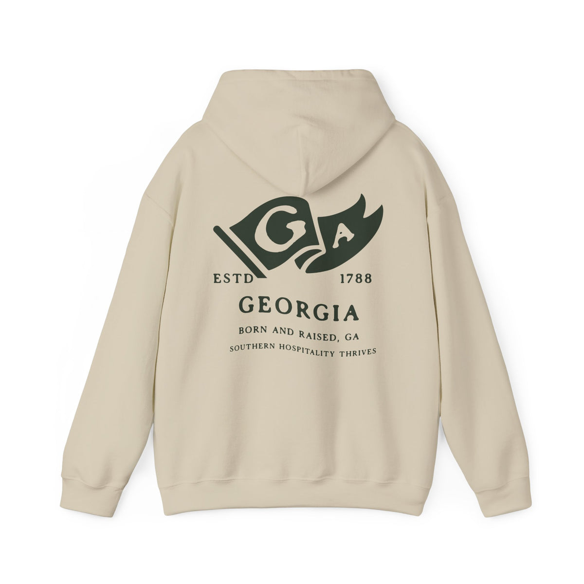 Georgia State Born and Raised Unisex Hoodie - Peach State Pride Design