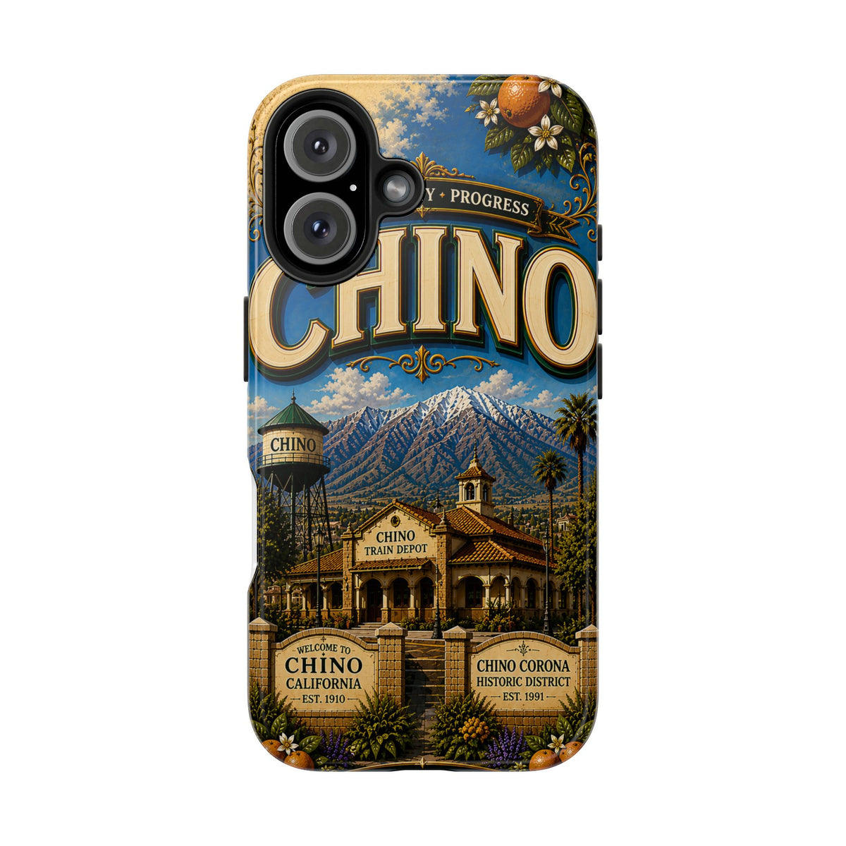 Chino Vintage Travel Phone Case — Retro California Cityscape Tough Case