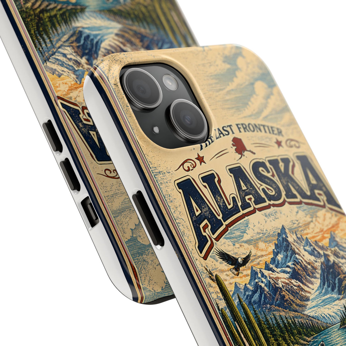 Alaska Faux Vintage Phone Case The Last Frontier Retro Travel Poster Style Adventure Awaits Wildlife iPhone Samsung Case
