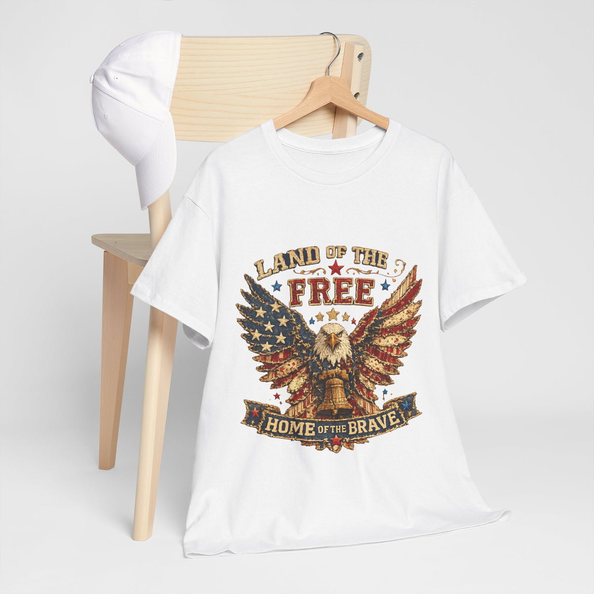 Patriotic Eagle T-Shirt — "Land of the Free, Home of the Brave" Graphic Tee