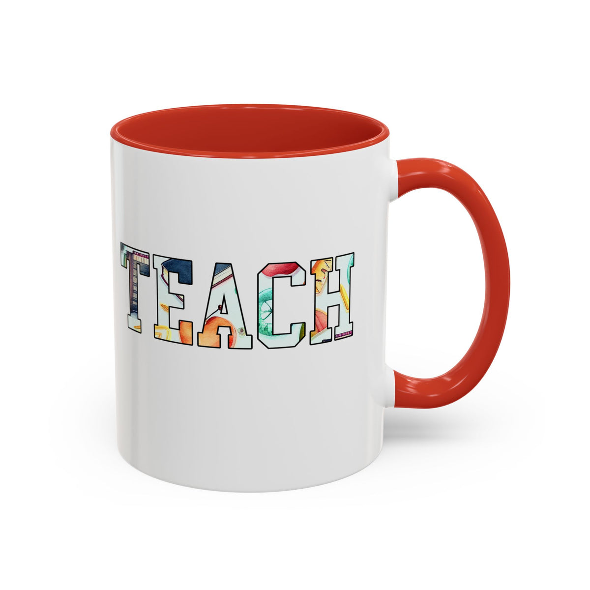 Colorful TEACH Letters Coffee Mug – 11oz & 15oz Accent Mug – Vibrant Teacher Appreciation Gift – Cute & Fun Teacher Coffee Cup for School or Home