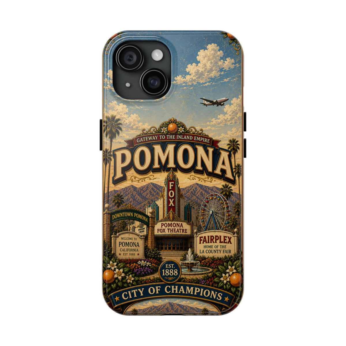 Pomona Gateway to the Inland Empire Faux Patchwork Phone Case – Vintage California Travel Art Cover
