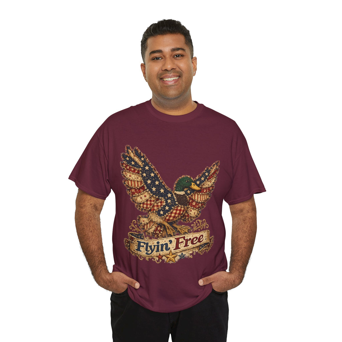 Flyin' Free Eagle T-Shirt — Patriotic Vintage Flag Graphic Tee