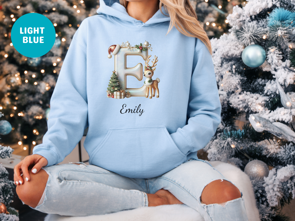 Personalized Family Christmas Alphabet Name Sweatshirt or Hoodie – Custom Holiday Apparel Gift for Adults & Kids