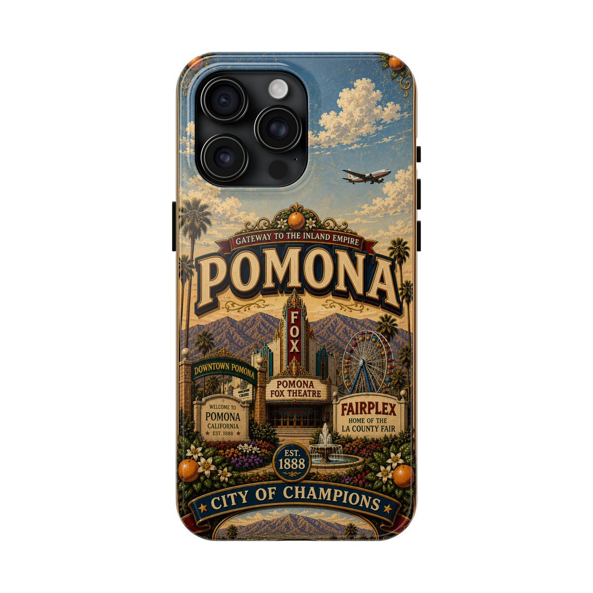 Pomona Gateway to the Inland Empire Faux Patchwork Phone Case – Vintage California Travel Art Cover