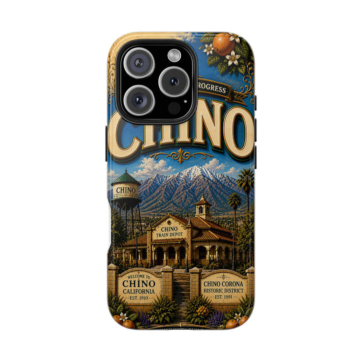 Chino Vintage Travel Phone Case — Retro California Cityscape Tough Case